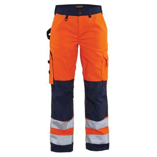 Werkbroek Dames High Vis zonder spijkerzak 7155 -oranje/marineblauw