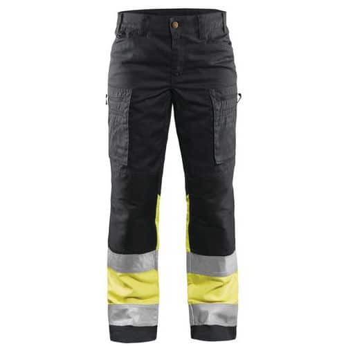 Werkbroek Dames High Vis met stretch 7161 - marineblauw/geel