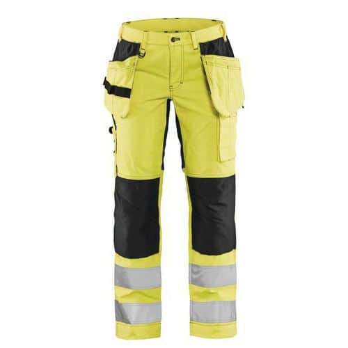 Werkbroek Dames High Vis met stretch 7163 - Geel/zwart