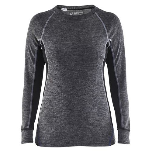 Onderhemd Dames, 100% Merino WARM 7200 - grijs/zwart