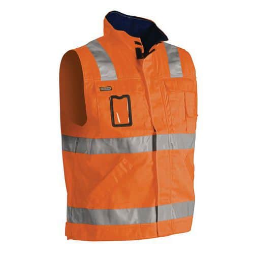 Werkvest Ongevoerd High Vis 8505 - oranje/Marineblauw