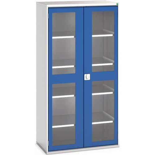 Hoge kast Verso 1050x550x2000mm met raamdeur en 4 legborden - BOTT