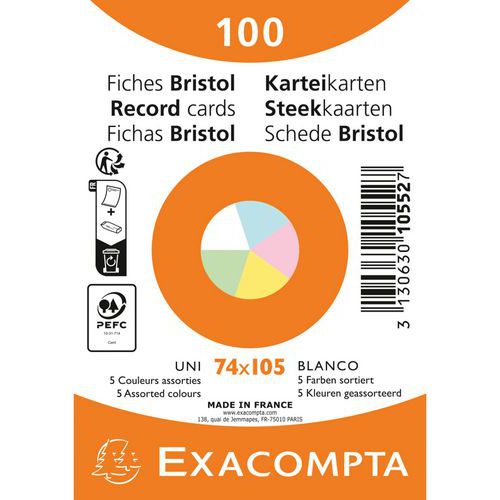 Steekkaart Bristol blanco niet-geperforeerd - Set 100 - Exacompta