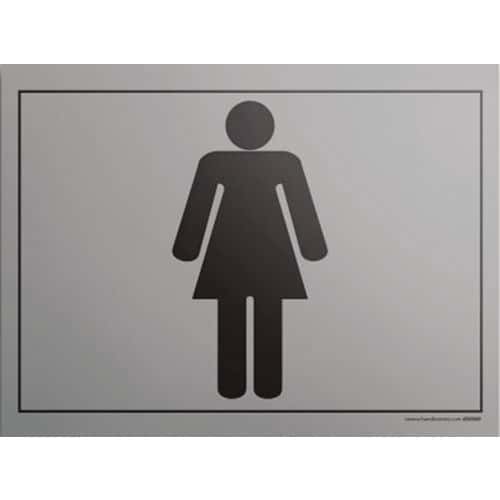 Bord gegraveerd WC pictogram vrouw