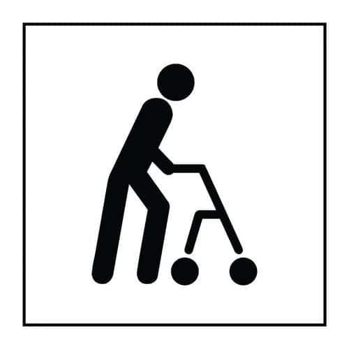 Pictogram toegankelijkheid mensen met een rollator in Gravoply