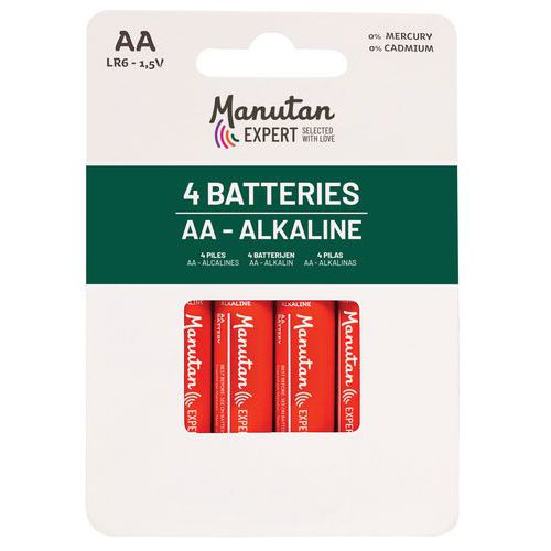 Alkalinebatterij AA/LR06 - set van 4 - Manutan Expert