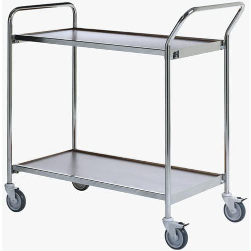 Verrijdbare tafel chroom - 2 plateaus - draagvermogen 150 kg