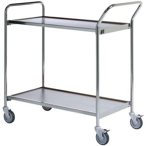 Verrijdbare tafelwagen chroom - 2 plateaus - Draagvermogen 150 kg