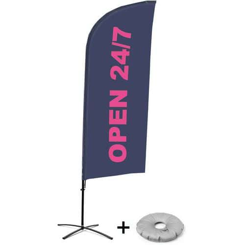 Beach Flag Alu Wind Compleet - Open 24/7 - kruisvoet - Showdown.