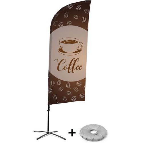 Beach Flag Alu Wind compleet - Coffee - kruisvoet - Showdown.