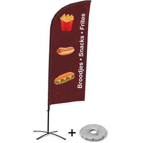 Beach Flag Alu Wind compleet - Broodjes.Snacks.Frites - Kruisvoet.