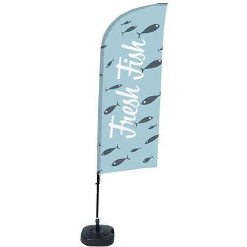 Beach Flag Alu Wind compleet - Fresh Fish - watertankvoet - Showdown.