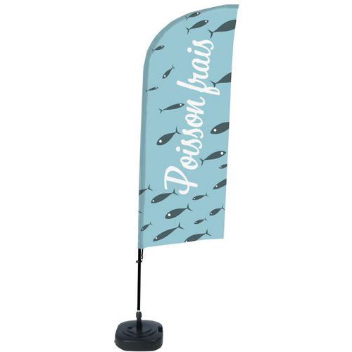 Beach Flag Alu Wind compleet, - Poisson frais, French, watertankvoet.