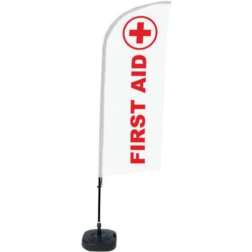 Beach Flag Alu Wind compleet - FIRST AID - watertankvoet - Showdown.