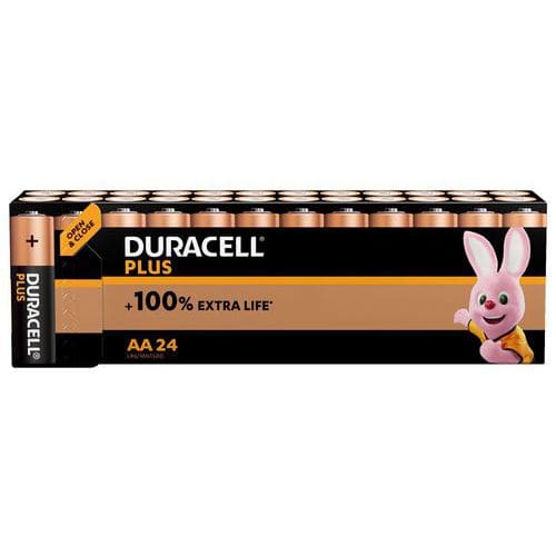 Alkalinebatterij AA plus 100% - 24 eenheden - Duracell