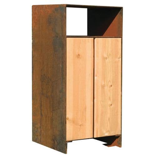 Afvalbak Gavarres hout/staal 110 L