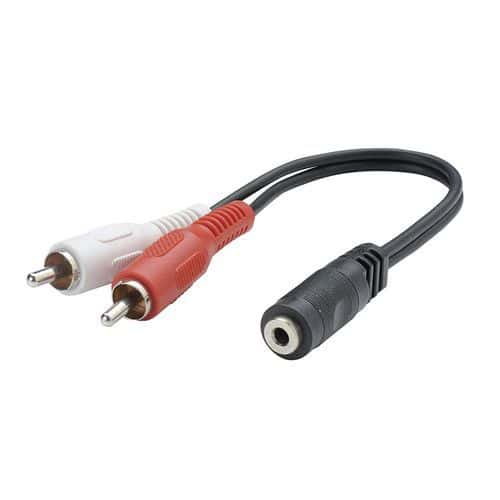 Adapterkabel 2RCA M/Jack 3.5 F stereo 15 cm