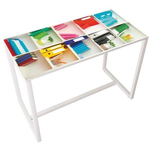 Hoge vergadertafel Easy Office voor 6 personen, kleur: decoratie - Manutan Expert