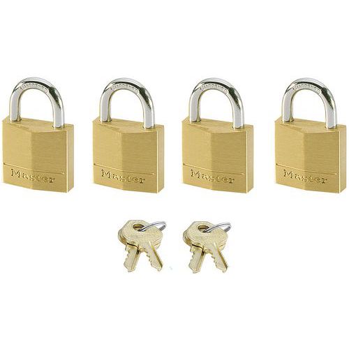 Hangslot -massief messing - set van 4 - Master Lock