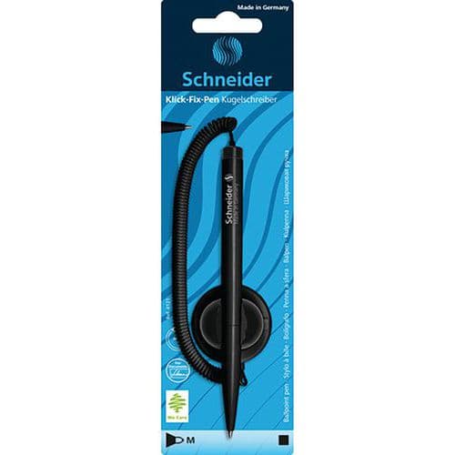 Pen met ketting - Klick-fix - zwart - Schneider