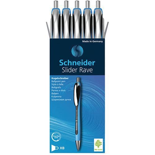 Balpen - Slider Rave XB - blauw/zwart - 5 stuks - Schneider