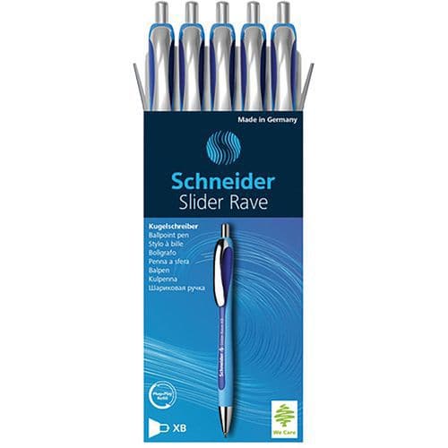 Balpen - Slider Rave XB - blauw/blauw - 5 stuks - Schneider