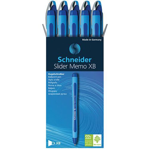 Balpen - Memo XB - blauw/blauw - 10 stuks - Schneider