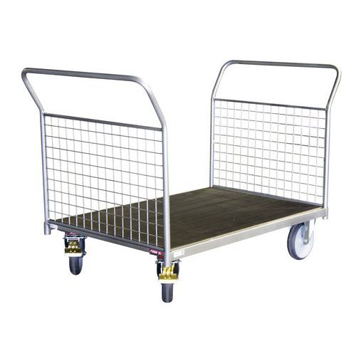 Plateauwagen met antislipmat en 2 gaas duwpanelen - 500 kg - FIMM