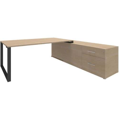 Bureau B180xD100 cm met ladeblok aan de rechterzijde 200x60 cm