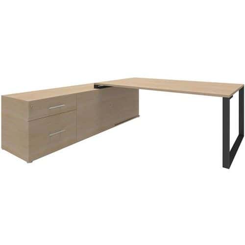 Bureau B180xD100 cm op ladeblok linkerzijde 200x60 cm