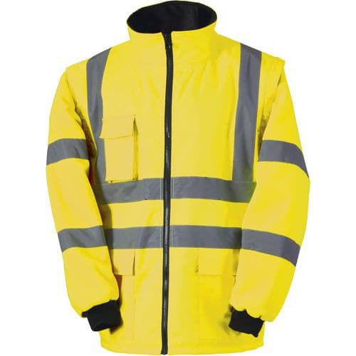 Signaalvest met verwijderbare mouwen weerbestendig PU-gecoat polyester