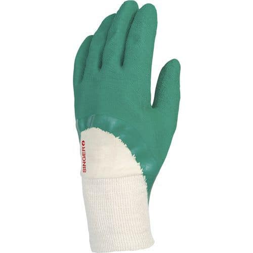 Handschoen Palm met gecrepeerde latex Coating 3/4 Interlock - Singer