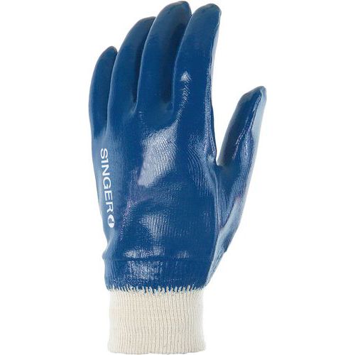 Handschoen zware nitril coating blauw - Singer