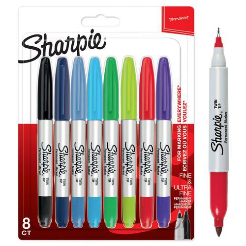 Permanente markeerstift Sharpie Twin Tip, 2 maten punt - Sharpie