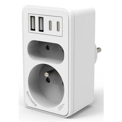 Stekkerdoos met USB-A- en USB-C-aansluiting - Velamp