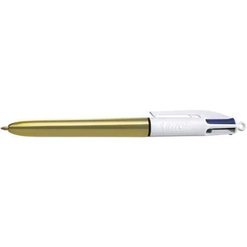 Balpen 4 kleuren Shine GOLD - navulbaar - Bic