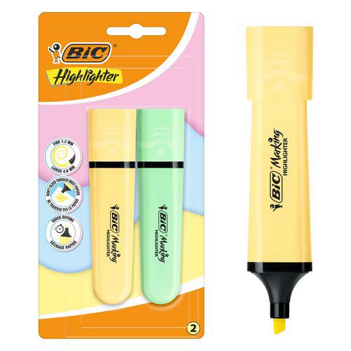 Markeerstift plat BIC Marking Pastel, schuine punt - BIC