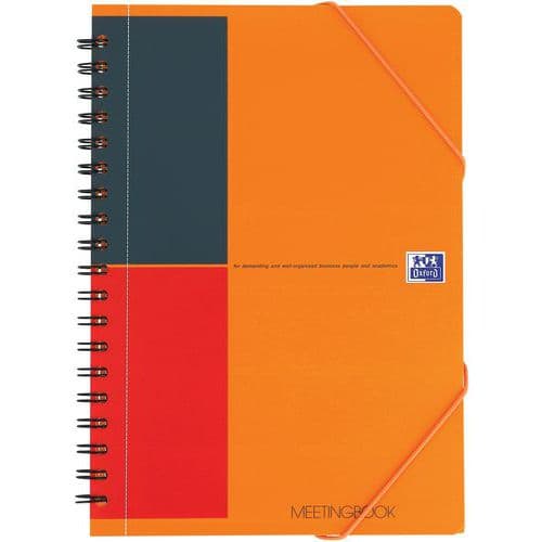 Schrijfblok meetingbook international spiraal B5 160p 80g gelin. 6mm