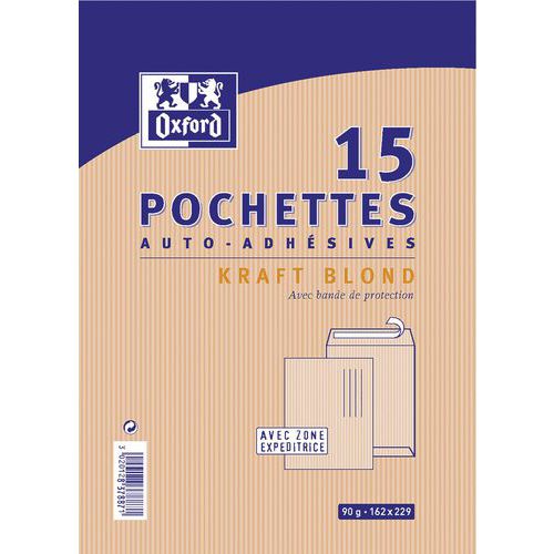 Envelop zelfklevend blond kraft zone D 162 x 229 90 g - Oxford