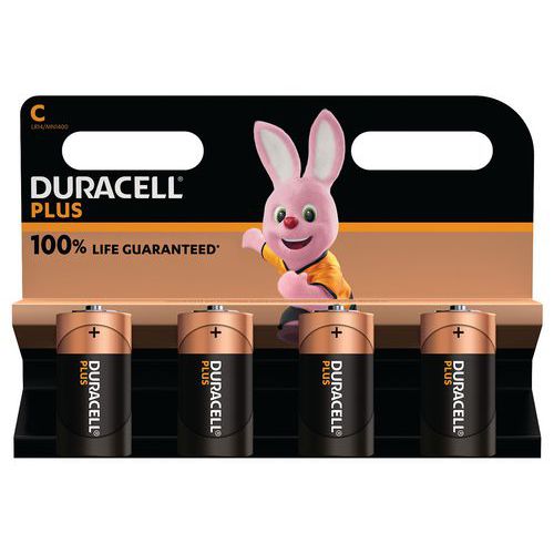 Alkalinebatterij C Plus 100% - 2 of 4 eenheden - Duracell