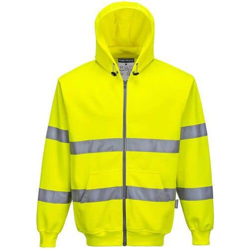 Sweater Zip Hi-Vis met capuchon en rits B305 Geel Portwest