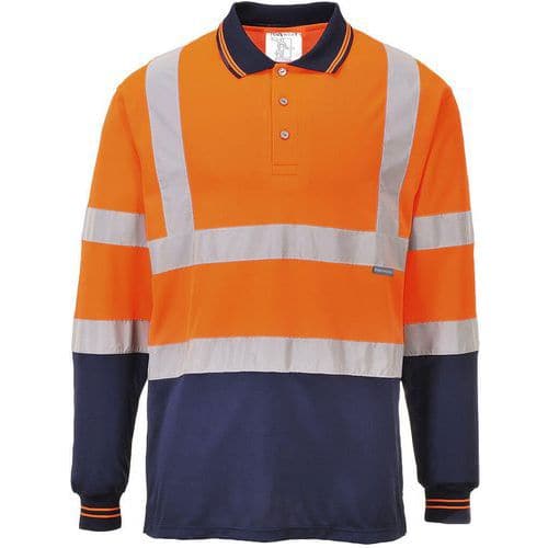 Polo met lange mouw Tweekleuren Blauw/oranje S279 Portwest