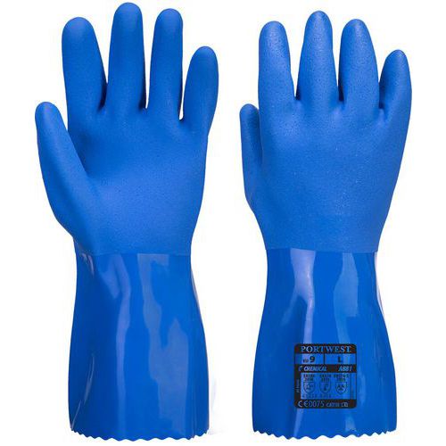 Handschoen PVC Chemiebestendig blauw A881 Portwest