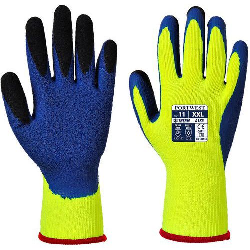 Handschoen Duo-Therm Geel/blauw A185 Portwest