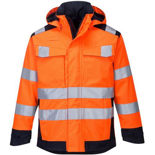 Regenjas multinormen Arc Modaflame MV70 Blauw/oranje Portwest