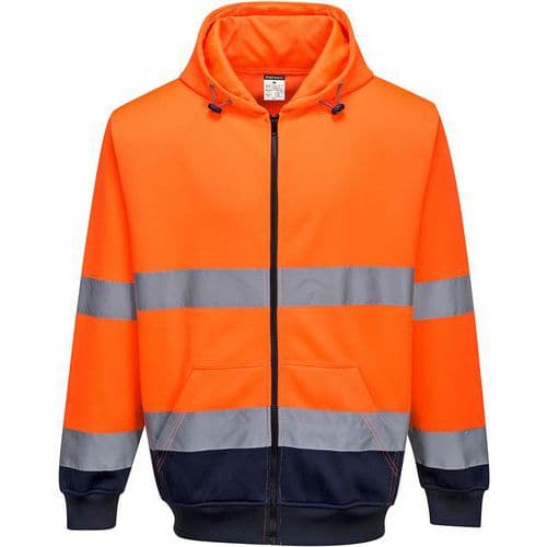 Sweatshirt met ritssluiting capuchon Tweekleurig Blauw/oranje Portwest