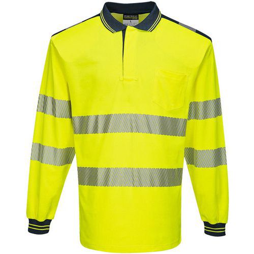 Poloshirt Langemouw PW3 Hi-Vis T184 Blauw/geel Portwest