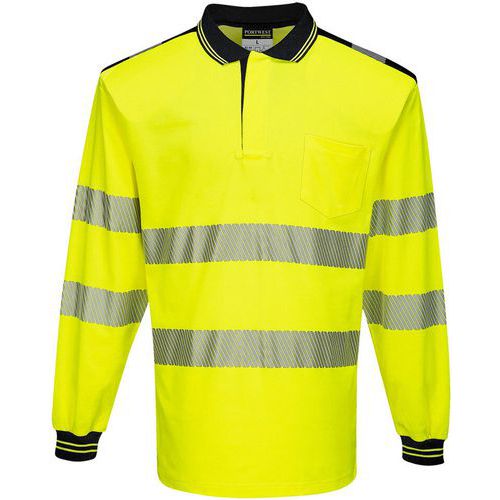 Poloshirt Langemouw PW3 Hi-Vis T184 Zwart/geel Portwest