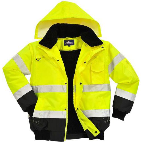 Bomberjack Contrast Hi-Vis Zwart/geel C465 Portwest