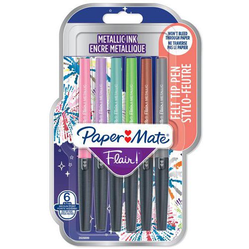 Schrijfstift Paper Mate Flair Metallic assorti set van 6 - Papermate